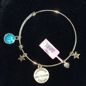 Blue/March charm bangle bracelet 7.5”